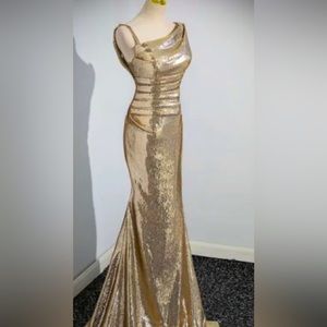 Gold evening gown